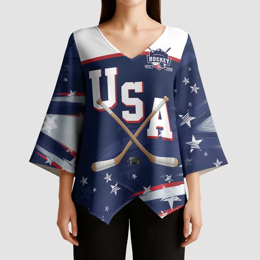 Custom USA Ice Hockey Kimono Sleeve Blouse American Power 2026 Edition