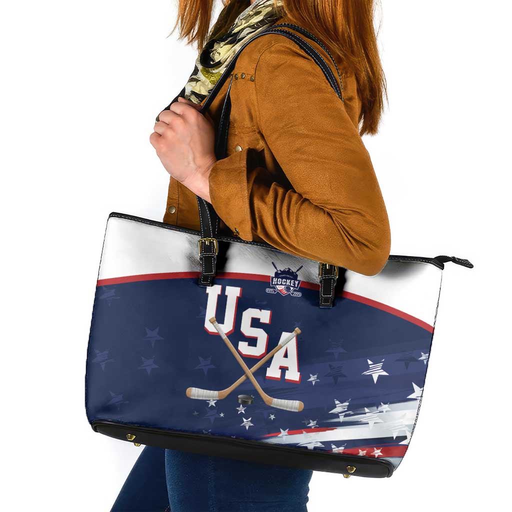 USA Ice Hockey Leather Tote Bag American Power 2026 Edition