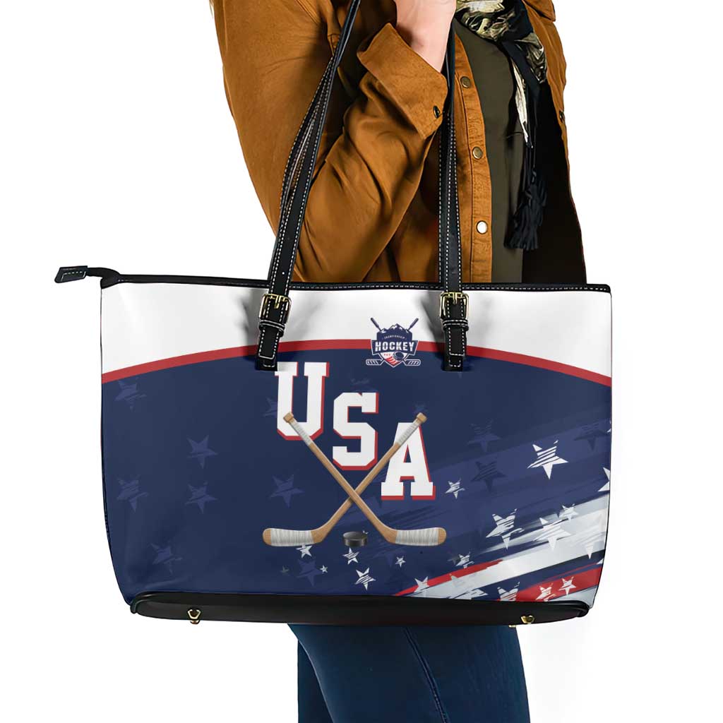 USA Ice Hockey Leather Tote Bag American Power 2026 Edition