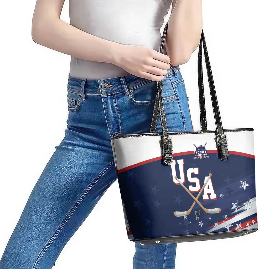 USA Ice Hockey Leather Tote Bag American Power 2026 Edition