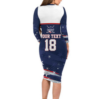 Custom USA Ice Hockey Long Sleeve Bodycon Dress American Power 2026 Edition
