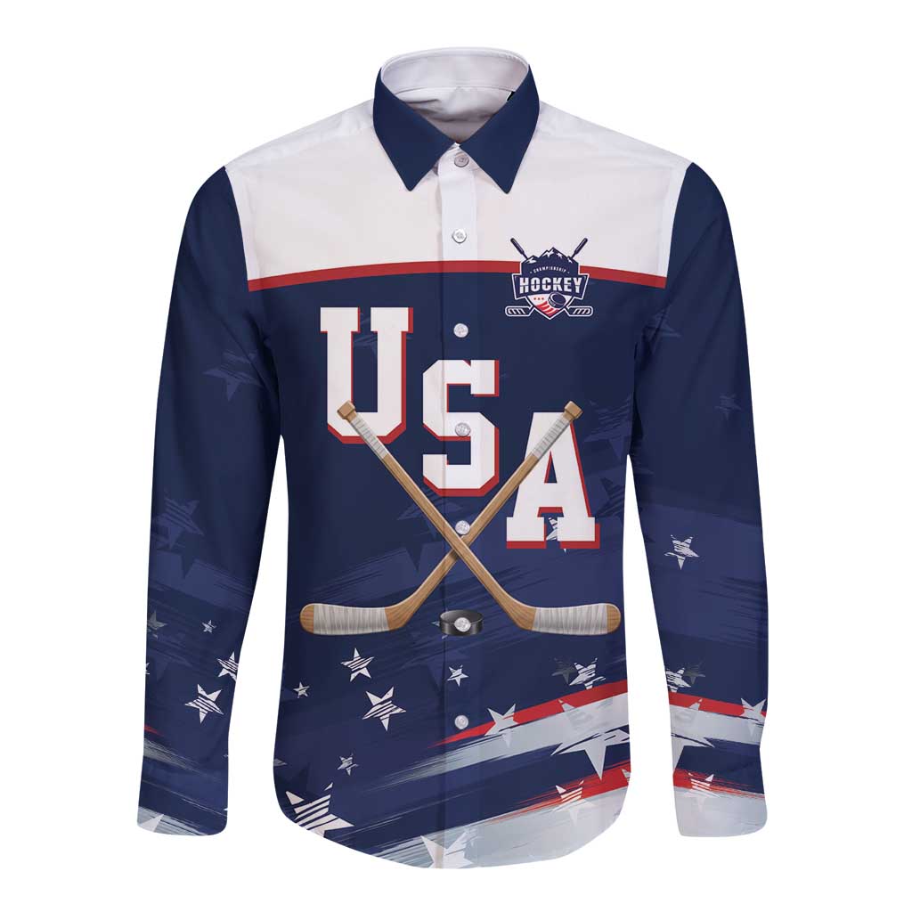 Custom USA Ice Hockey Long Sleeve Button Shirt American Power 2026 Edition