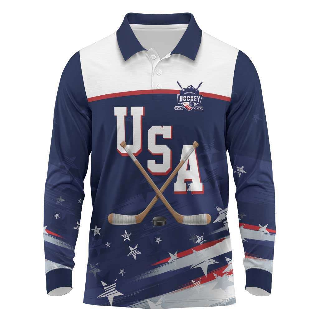 Custom USA Ice Hockey Long Sleeve Polo Shirt American Power 2026 Edition