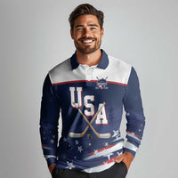 Custom USA Ice Hockey Long Sleeve Polo Shirt American Power 2026 Edition