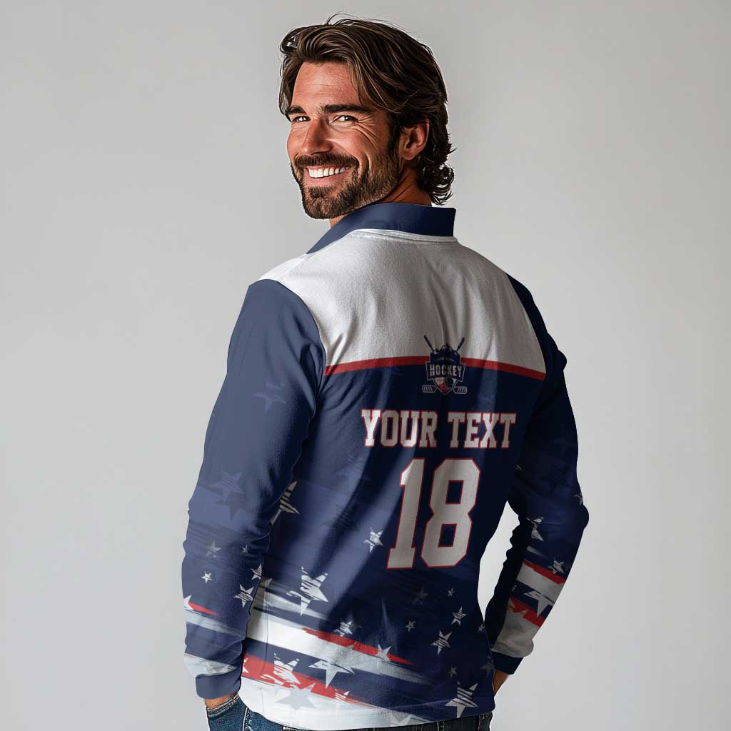 Custom USA Ice Hockey Long Sleeve Polo Shirt American Power 2026 Edition