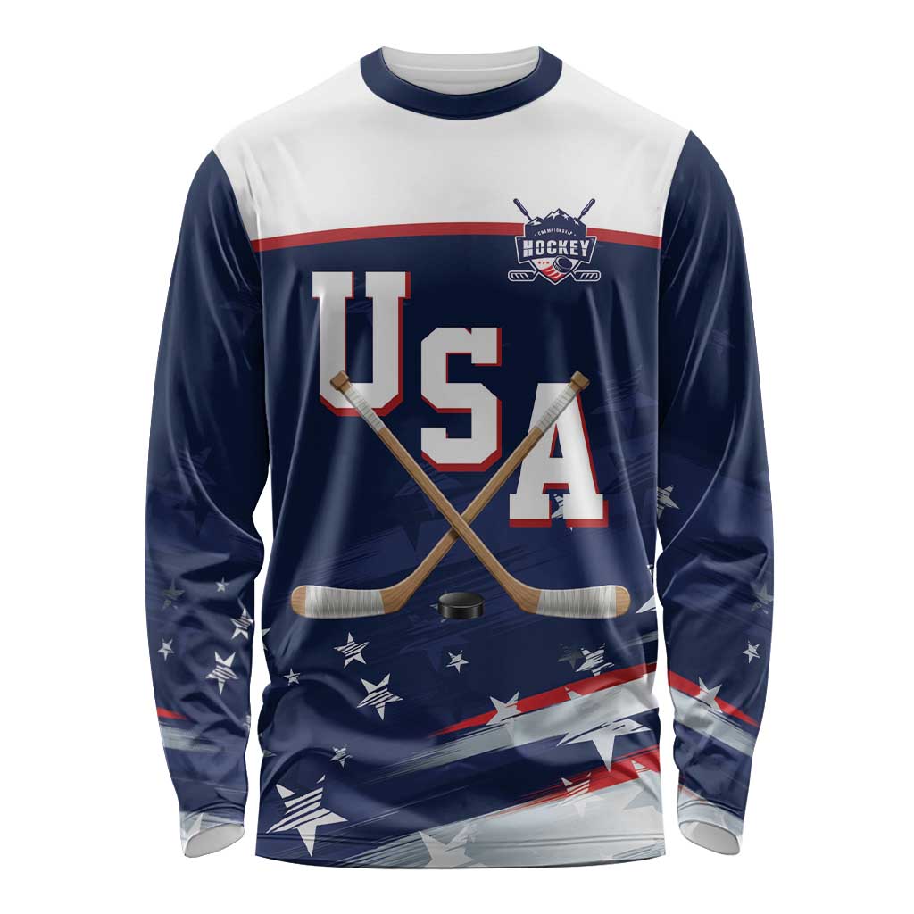Custom USA Ice Hockey Long Sleeve Shirt American Power 2026 Edition