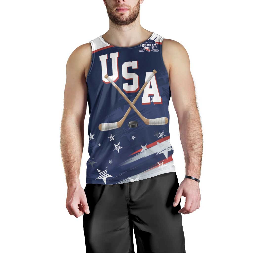 Custom USA Ice Hockey Men Tank Top American Power 2026 Edition