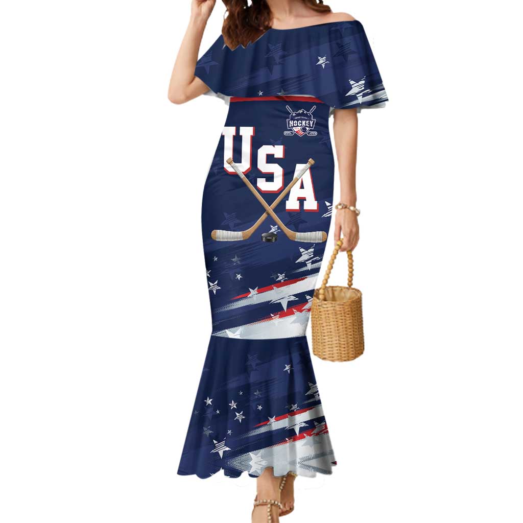 Custom USA Ice Hockey Mermaid Dress American Power 2026 Edition