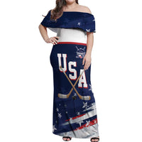Custom USA Ice Hockey Off Shoulder Maxi Dress American Power 2026 Edition