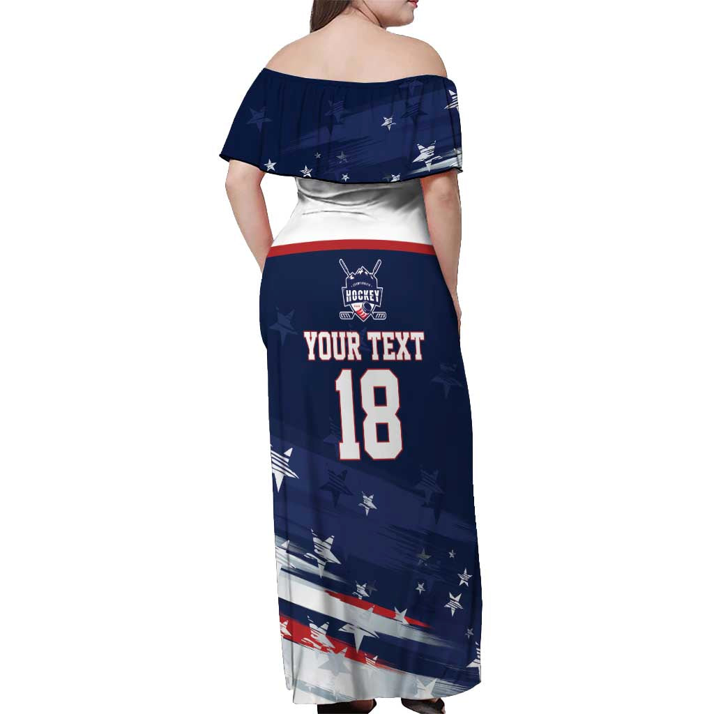 Custom USA Ice Hockey Off Shoulder Maxi Dress American Power 2026 Edition