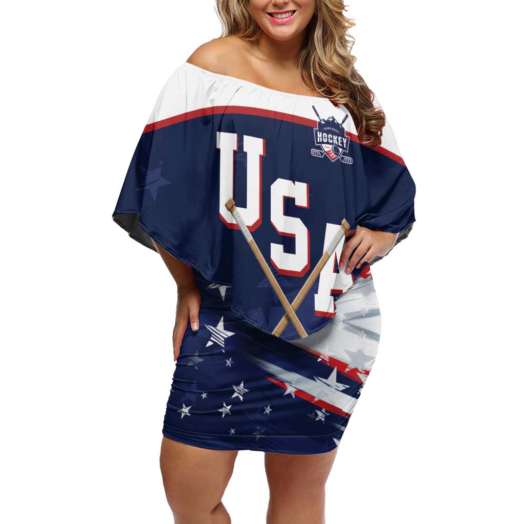 Custom USA Ice Hockey Off Shoulder Short Dress American Power 2026 Edition