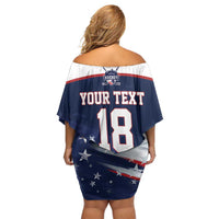 Custom USA Ice Hockey Off Shoulder Short Dress American Power 2026 Edition