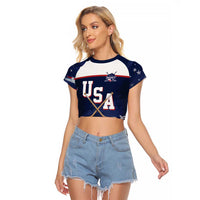 Custom USA Ice Hockey Raglan Cropped T Shirt American Power 2026 Edition
