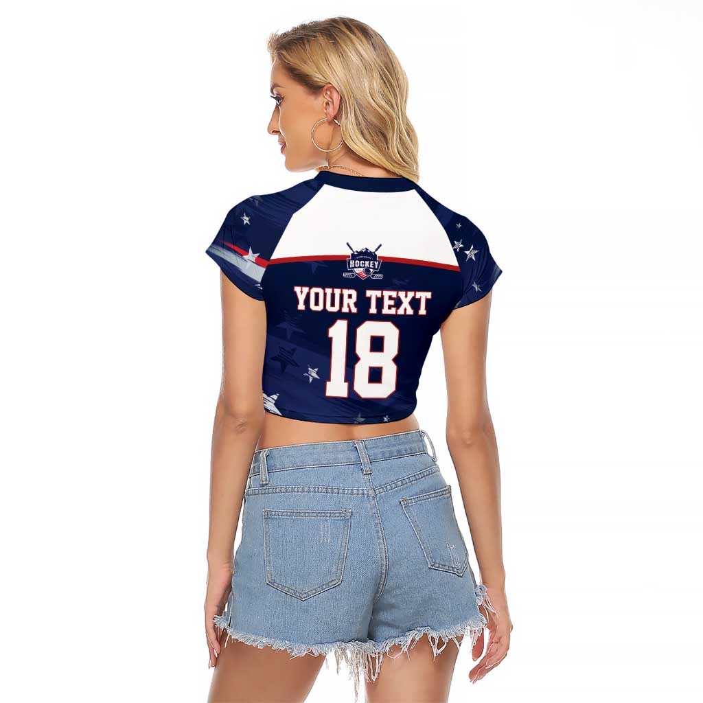 Custom USA Ice Hockey Raglan Cropped T Shirt American Power 2026 Edition