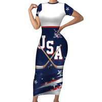 Custom USA Ice Hockey Short Sleeve Bodycon Dress American Power 2026 Edition