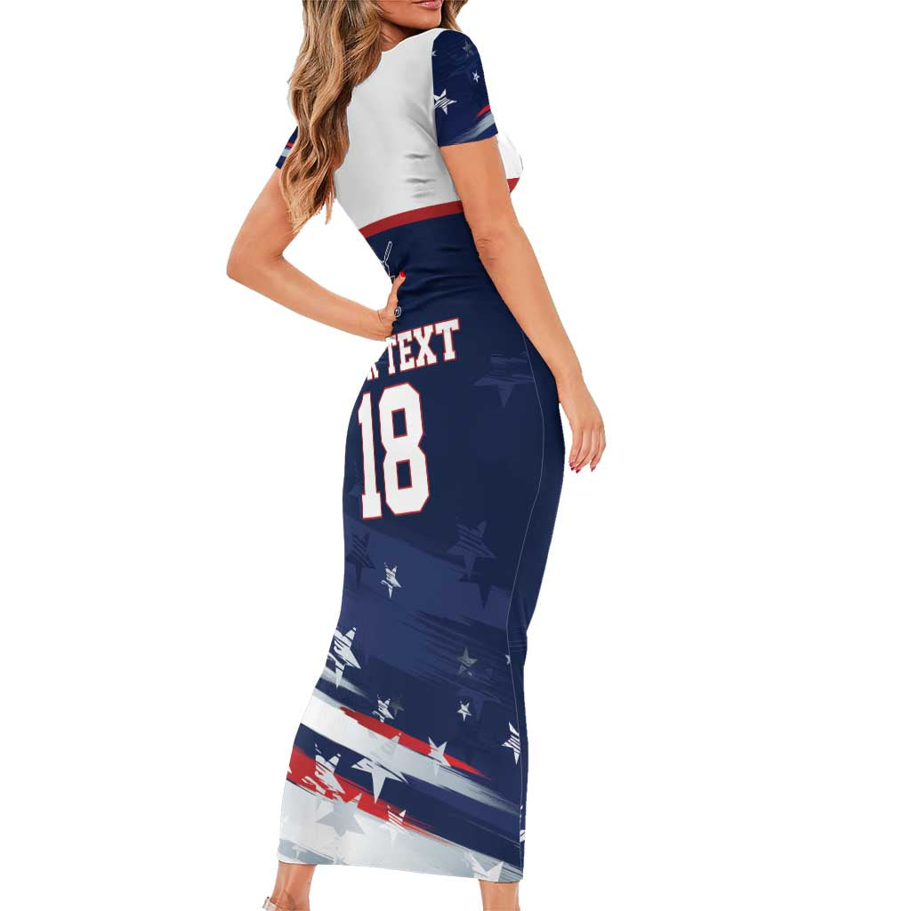 Custom USA Ice Hockey Short Sleeve Bodycon Dress American Power 2026 Edition
