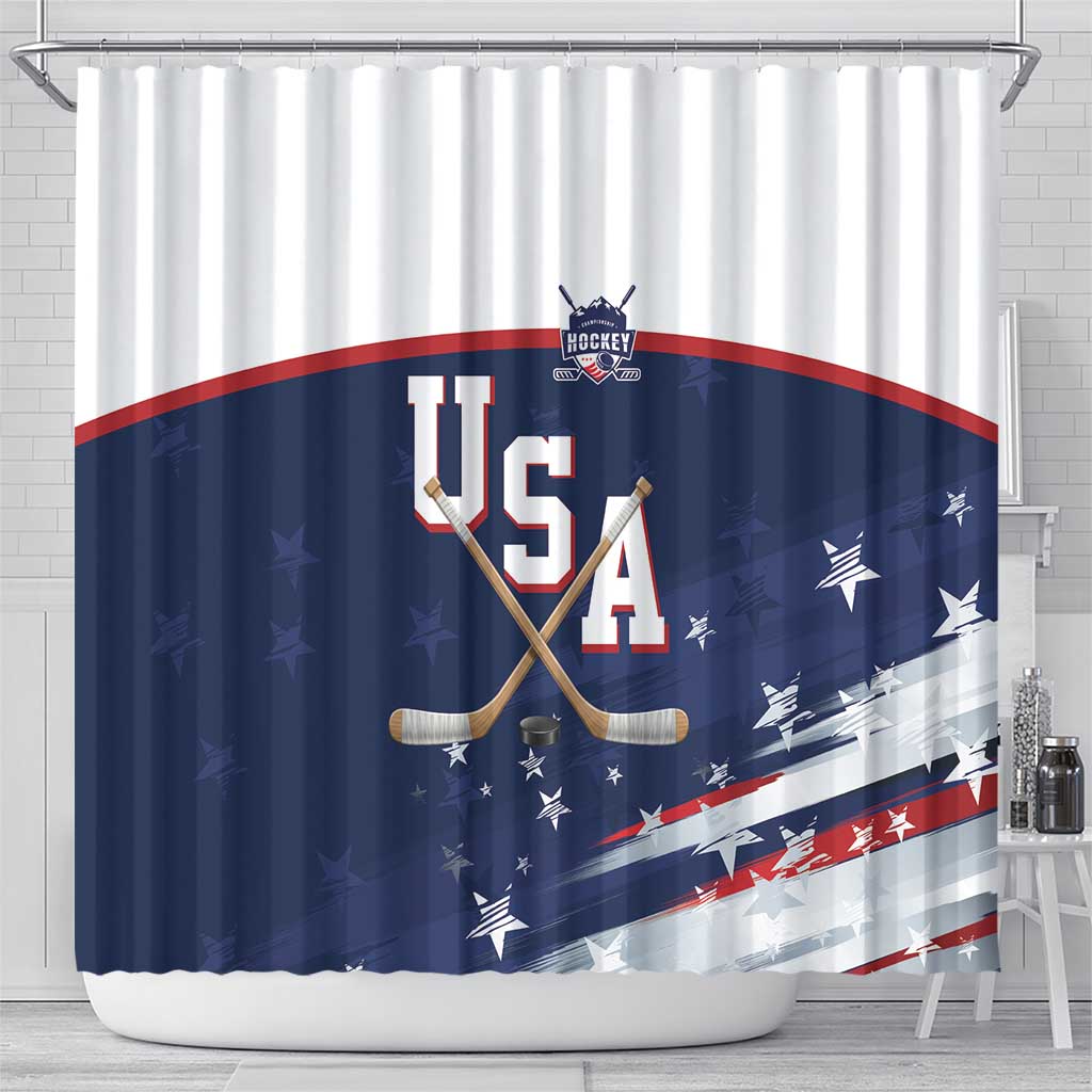 USA Ice Hockey Shower Curtain American Power 2026 Edition