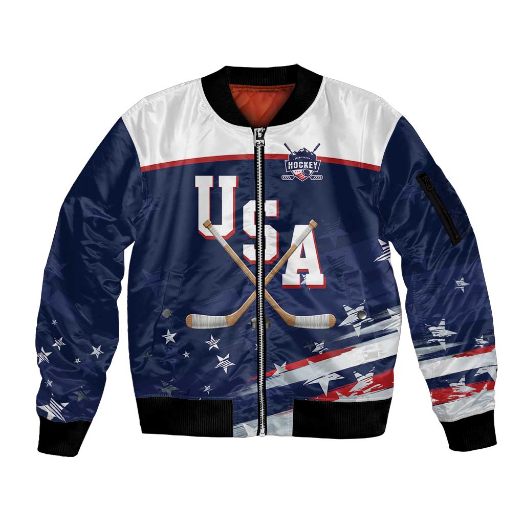 Custom USA Ice Hockey Sleeve Zip Bomber Jacket American Power 2026 Edition