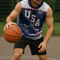 Custom USA Ice Hockey Sleeveless Hoodie American Power 2026 Edition