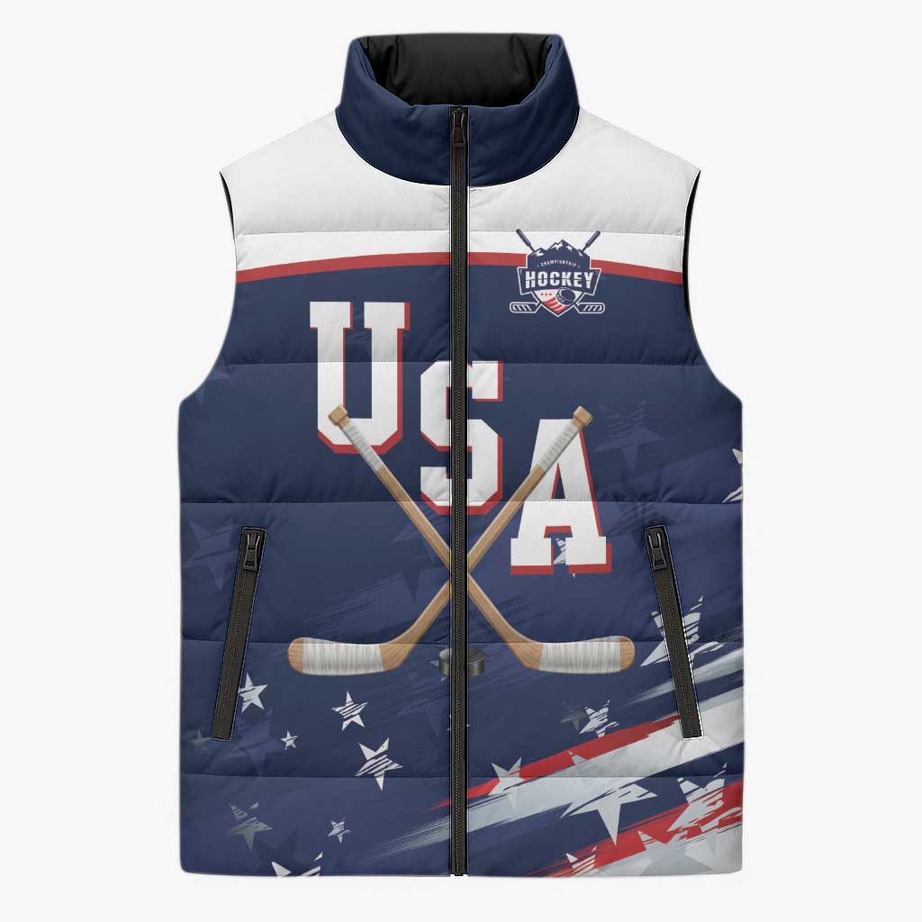 Custom USA Ice Hockey Sleeveless Puffer Jacket American Power 2026 Edition
