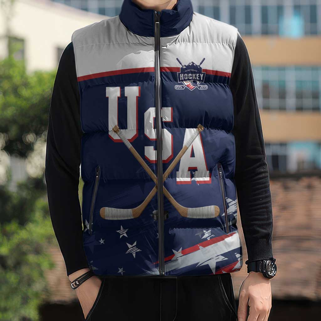 Custom USA Ice Hockey Sleeveless Puffer Jacket American Power 2026 Edition