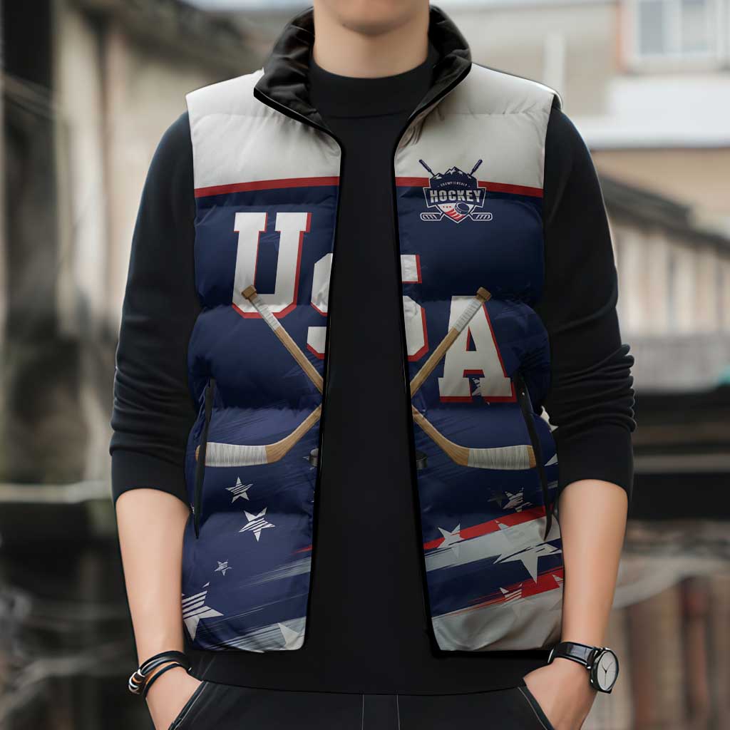 Custom USA Ice Hockey Sleeveless Puffer Jacket American Power 2026 Edition