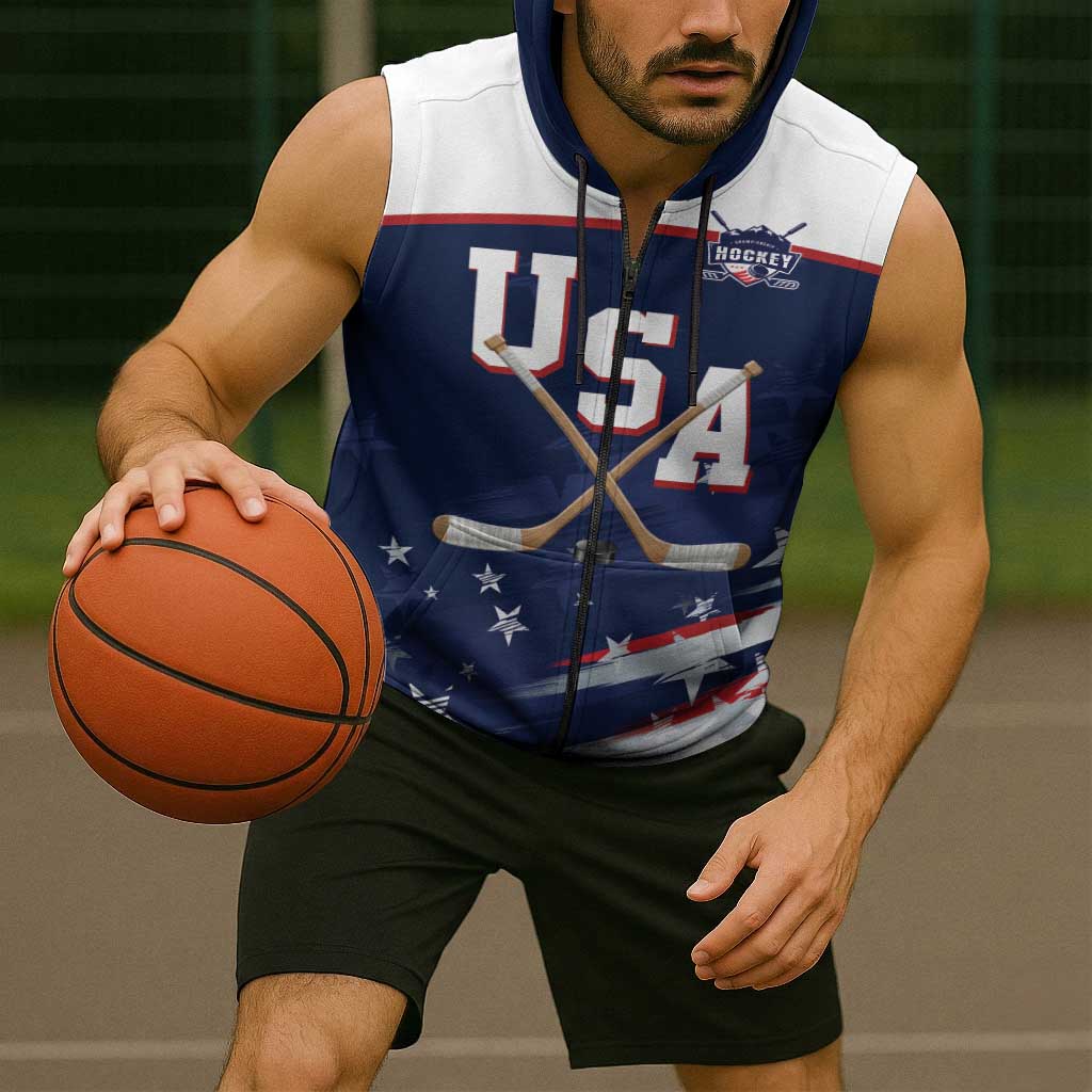 Custom USA Ice Hockey Sleeveless Zip Hoodie American Power 2026 Edition