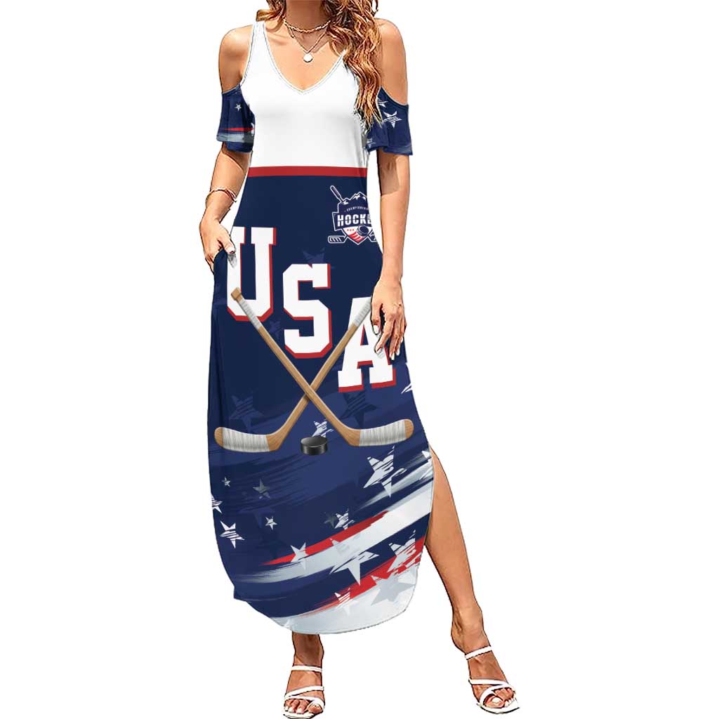 Custom USA Ice Hockey Summer Maxi Dress American Power 2026 Edition