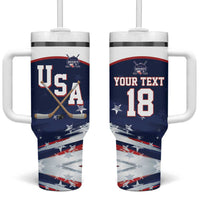 Custom USA Ice Hockey Tumbler With Handle American Power 2026 Edition