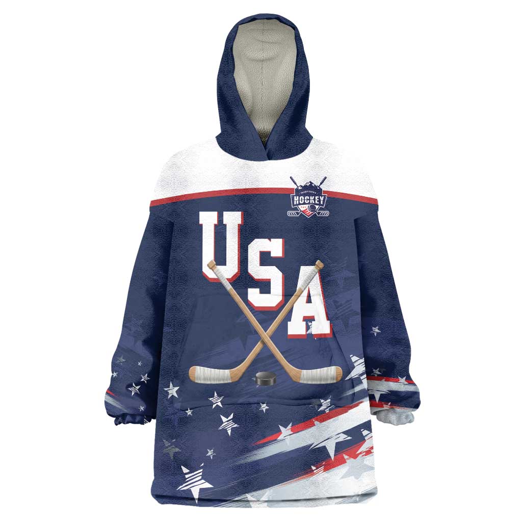 Custom USA Ice Hockey Wearable Blanket Hoodie American Power 2026 Edition
