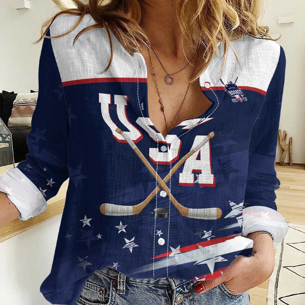 Custom USA Ice Hockey Women Casual Shirt American Power 2026 Edition