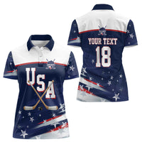 Custom USA Ice Hockey Women Polo Shirt American Power 2026 Edition