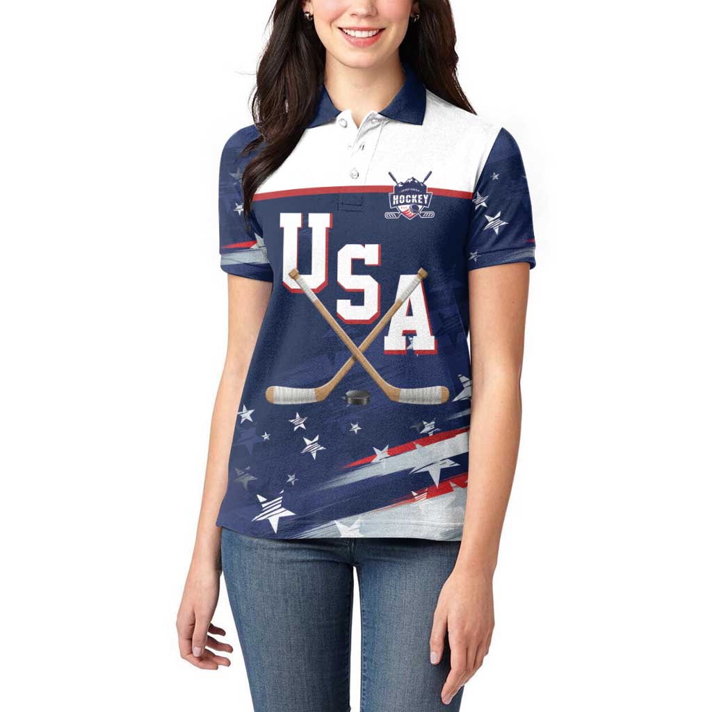 Custom USA Ice Hockey Women Polo Shirt American Power 2026 Edition