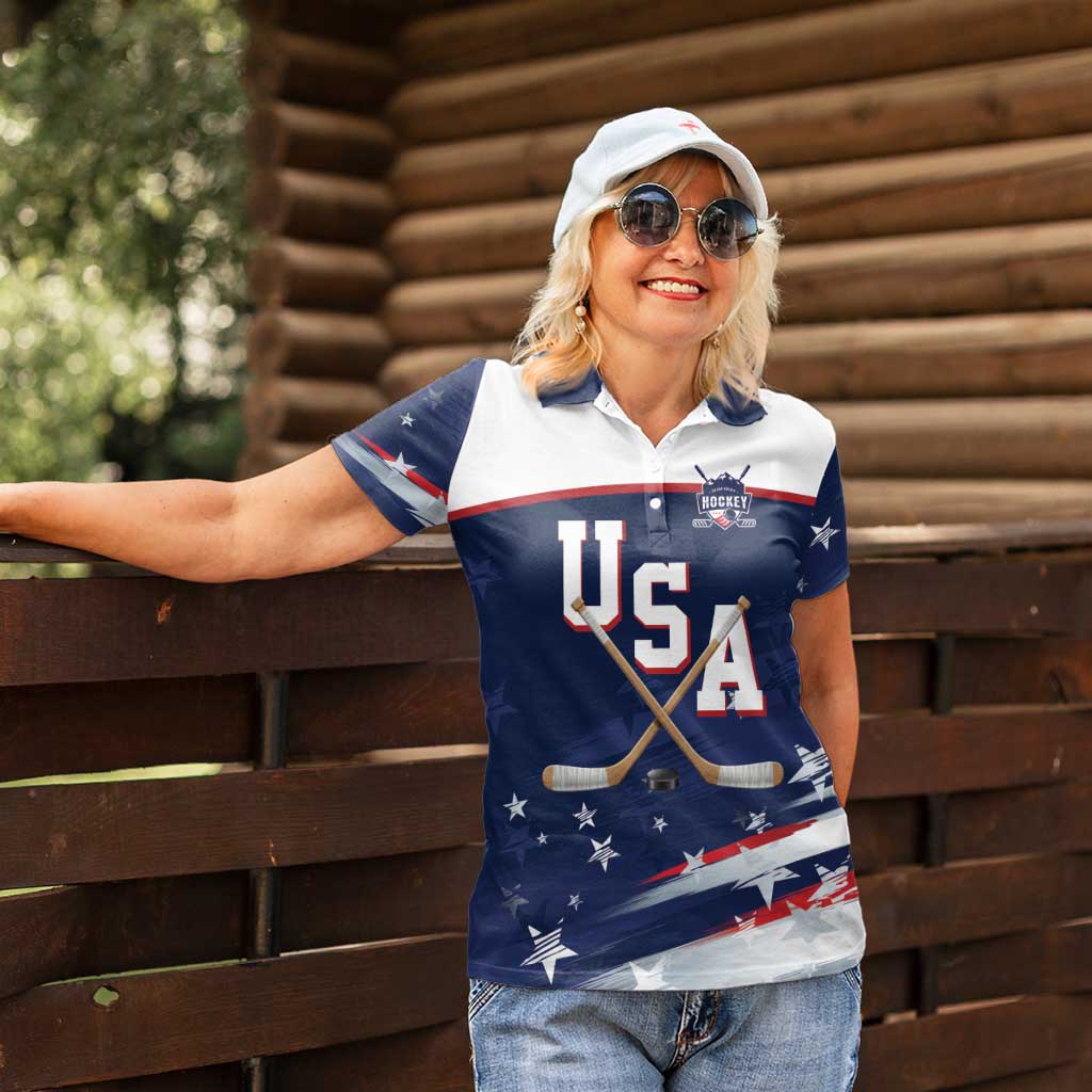 Custom USA Ice Hockey Women Polo Shirt American Power 2026 Edition