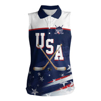 Custom USA Ice Hockey Women Sleeveless Polo Shirt American Power 2026 Edition