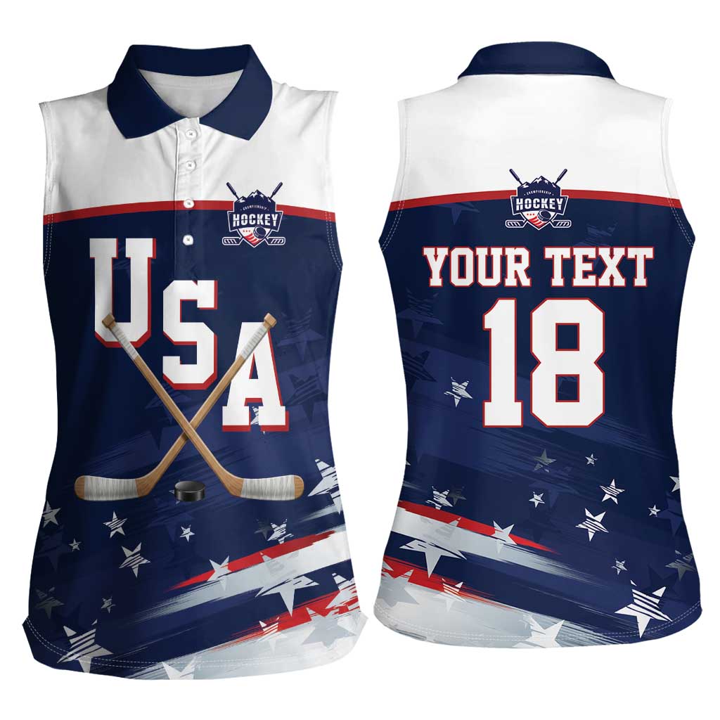 Custom USA Ice Hockey Women Sleeveless Polo Shirt American Power 2026 Edition