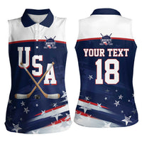 Custom USA Ice Hockey Women Sleeveless Polo Shirt American Power 2026 Edition