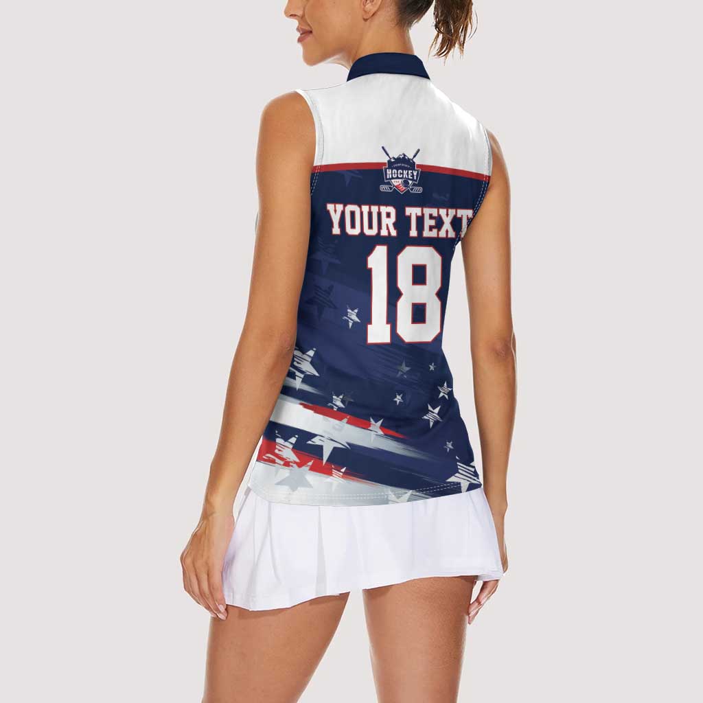 Custom USA Ice Hockey Women Sleeveless Polo Shirt American Power 2026 Edition