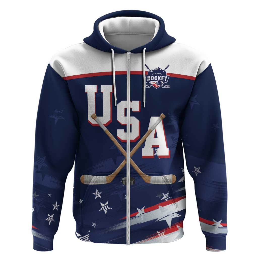 Custom USA Ice Hockey Zip Hoodie American Power 2026 Edition