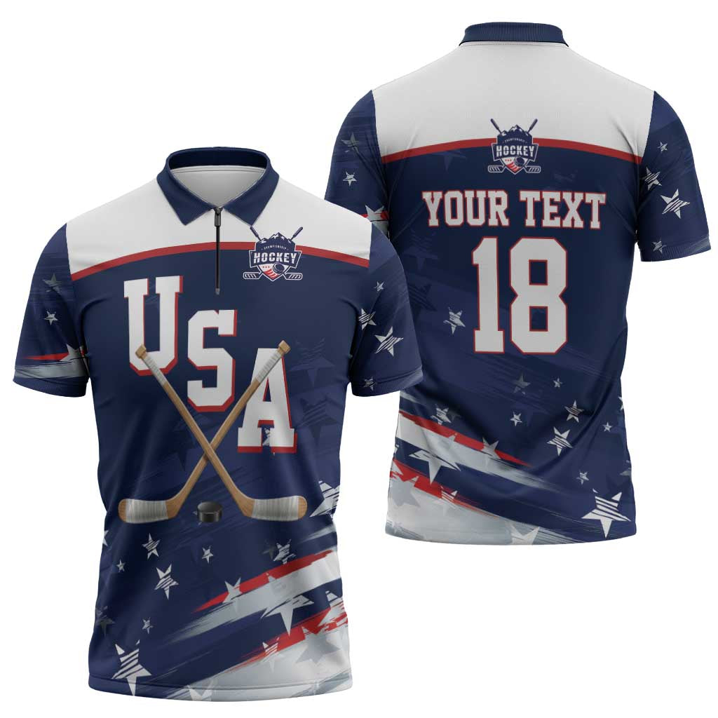 Custom USA Ice Hockey Zipper Polo Shirt American Power 2026 Edition