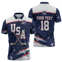 Custom USA Ice Hockey Zipper Polo Shirt American Power 2026 Edition