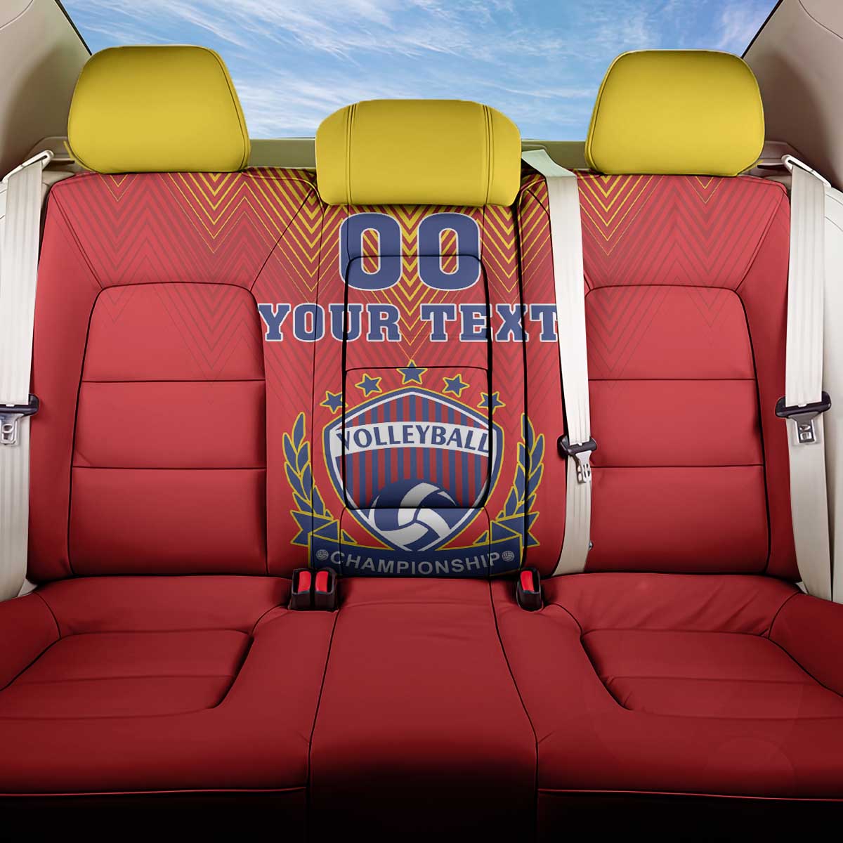 Custom Romania Volleyball Back Car Seat Cover Sporty Style