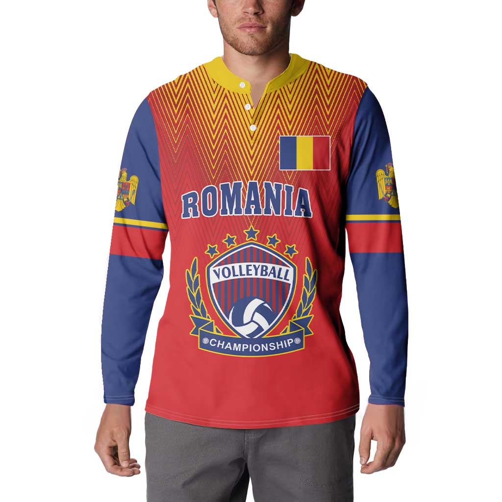 Custom Romania Volleyball Button Sweatshirt Sporty Style