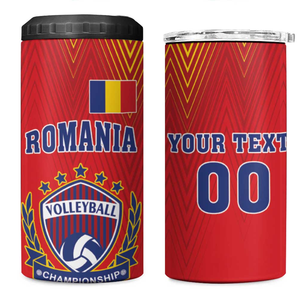 Custom Romania Volleyball 4 in 1 Can Cooler Tumbler Sporty Style