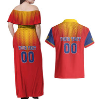 Custom Romania Volleyball Couples Matching Off Shoulder Maxi Dress and Hawaiian Shirt Sporty Style