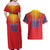 Custom Romania Volleyball Couples Matching Off Shoulder Maxi Dress and Hawaiian Shirt Sporty Style