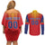 Custom Romania Volleyball Couples Matching Off Shoulder Short Dress and Long Sleeve Button Shirt Sporty Style
