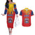 Custom Romania Volleyball Couples Matching Off The Shoulder Long Sleeve Dress and Hawaiian Shirt Sporty Style