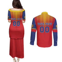 Custom Romania Volleyball Couples Matching Puletasi and Long Sleeve Button Shirt Sporty Style