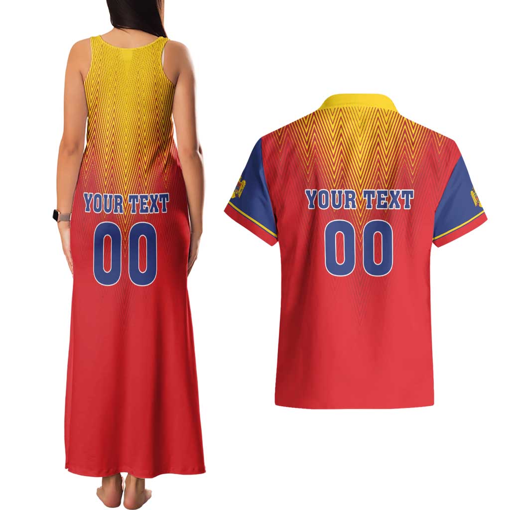 Custom Romania Volleyball Couples Matching Tank Maxi Dress and Hawaiian Shirt Sporty Style